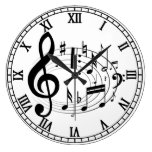 Las notas musicales negras en diseñador oval de la