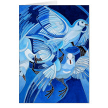 Las palomas de Muge en azul Tarjetas