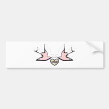 Las palomas del amor diseñan por completo etiqueta de parachoque