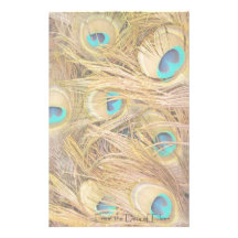 Las plumas del pavo real personalizaron los efecto  papeleria