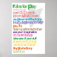 Las reglas de los niños para el poster del juego