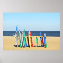 Las tablas hawaianas en la playa en Asbury parquea Poster