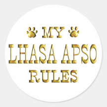 Lasa Apso gobierna el oro Etiqueta Redonda