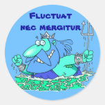 Latín: Mergitur del nec de Fluctuat Pegatinas Redondas