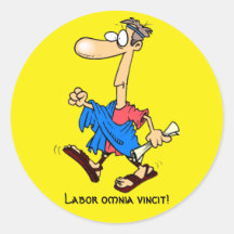 Latín: ¡Omnia de trabajo vincit! Pegatinas