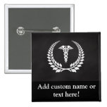 Laurel médico del caduceo pins