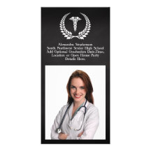 Laurel médico del caduceo tarjeta con foto personalizada