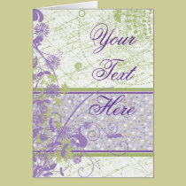 Lavanda y remolinos florales del verde tarjetas