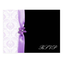 Lavander y paquete negro del boda del damasco postales