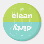 Lavaplatos limpio sucio del verde azul del utensil imán