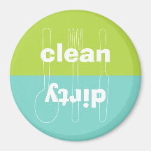 Lavaplatos limpio sucio del verde azul del utensil imán