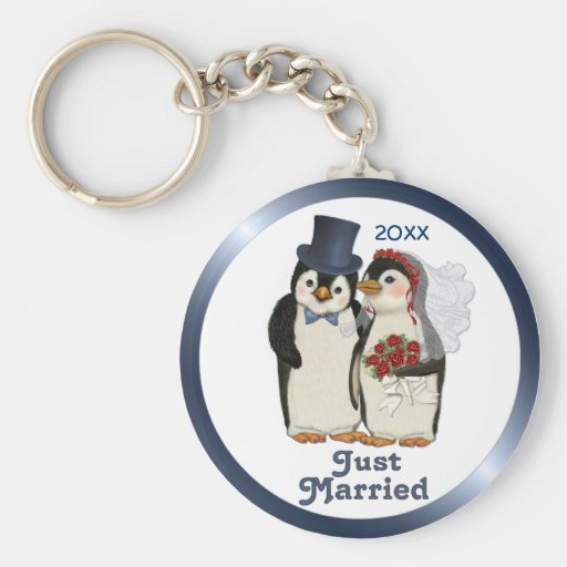 Lazo de novia y del novio del boda del pingüino -  llaveros personalizados