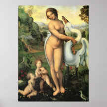 Leda y cisne de Leonardo da Vinci, renacimiento Posters