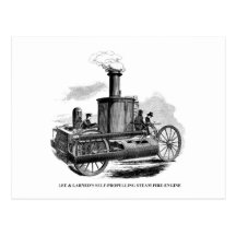 Lee y coche de bomberos de Larned Tarjetas Postales