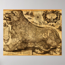 Leo Belgicus de los Países Bajos y de la Bélgica Posters