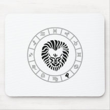 Leo y rueda Mousepad del zodiaco