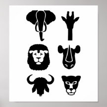 León de la jirafa del elefante de los animales de  impresiones