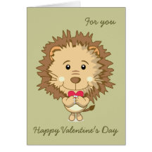 León de la tarjeta del día de San Valentín con la 