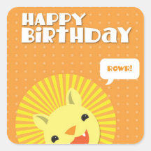 León de Rowr del feliz cumpleaños Calcomanía Cuadrada Personalizada