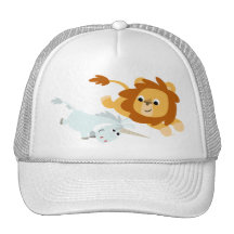León del dibujo animado y gorra lindos del unicorn