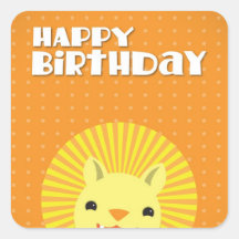 LEÓN del feliz cumpleaños Calcomanía Cuadrada