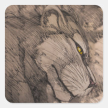 León del hierro calcomanías cuadradas