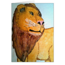 León pintado a mano tarjeton