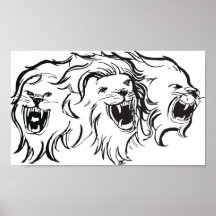 Leones en la pared poster