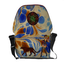 Leopardo azul abstracto y sudoeste de la vaquera d bolsa de mensajeria 