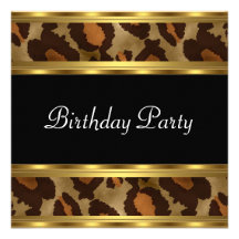 Leopardo del oro de la fiesta de cumpleaños invitación