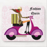 Leopardo del rosa de la mujer de la vespa de Mouse Alfombrillas De Raton