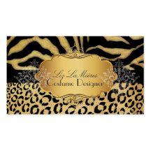 Leopardo del vintage de PixDezines, cebra + damasc Plantilla De Tarjeta De Visita