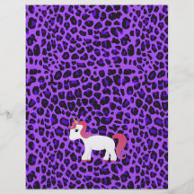 Leopardo lindo de la púrpura del unicornio tarjetones
