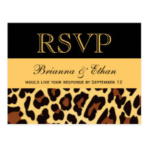 Leopardo negro RSVP del oro que casa respuesta Postal