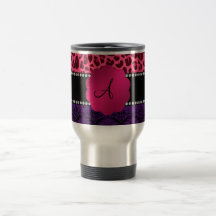 Leopardo púrpura del rosa del damasco del monogram taza