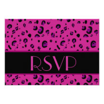 Leopardo púrpura fucsia RSVP que casa la tarjeta d Invitacion Personalizada