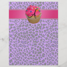 Leopardo rosado de la púrpura de la magdalena del  tarjeton