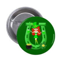 Leprechaun del chica del Redhead del día del St Pa Pins