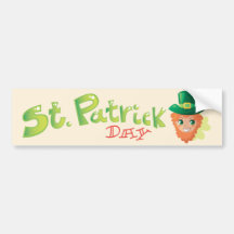 Leprechaun del día de St Patrick Etiqueta De Parachoque