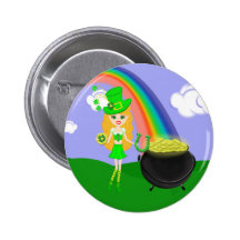 Leprechaun rubio del chica del día del St Pat con  Pins