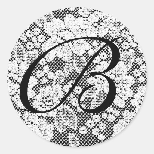 Letra blanco y negro con monograma B del pegatina