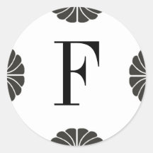 Letra blanco y negro con monograma F del pegatina