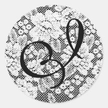 Letra blanco y negro con monograma I del pegatina