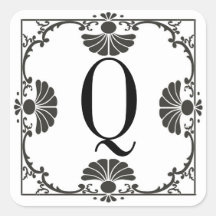 Letra blanco y negro con monograma Q del pegatina