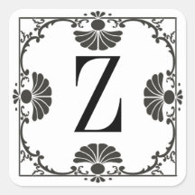 Letra blanco y negro con monograma Z del pegatina
