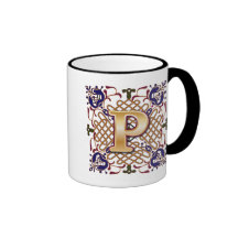 Letra céltica P del diseño Tazas