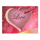 Letra de amor rosada del corazón tarjetas postales