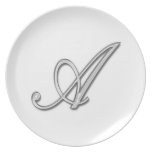 Letra de cristal elegante A del monograma Plato De Comida