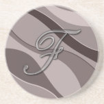Letra de cristal elegante F del monograma Posavasos Diseño