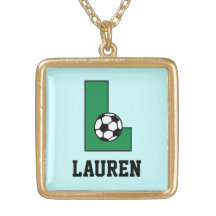Letra de encargo L monograma en verde del fútbol Grimpola Personalizada
